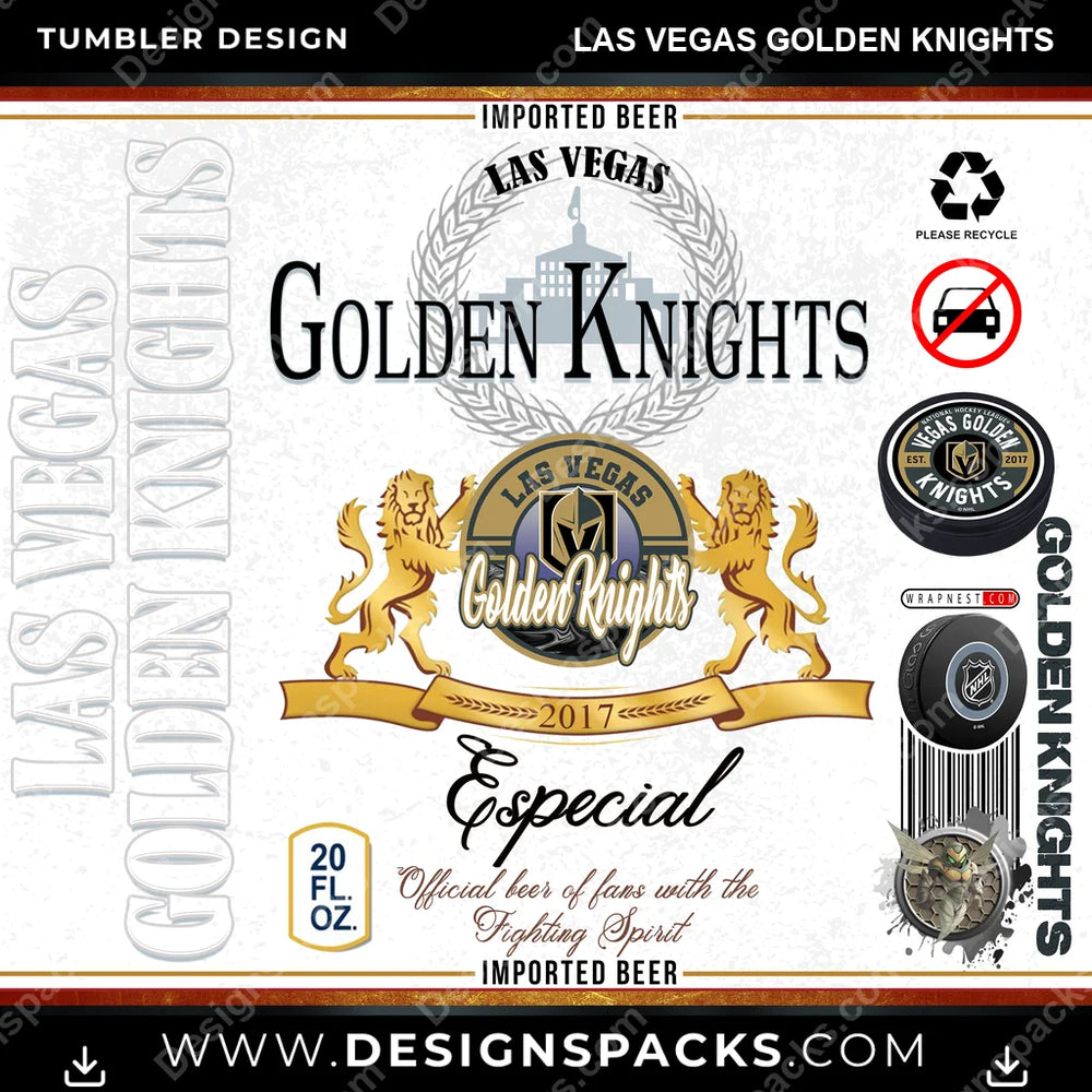 Hockey Modelo Las Vegas Golden Knights NHL Hockey Tumbler Digital Wrap Design Download