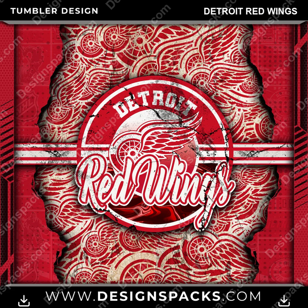 Hockey Ripped Detroit Red Wings NHL Hockey Tumbler Digital Wrap Design Download
