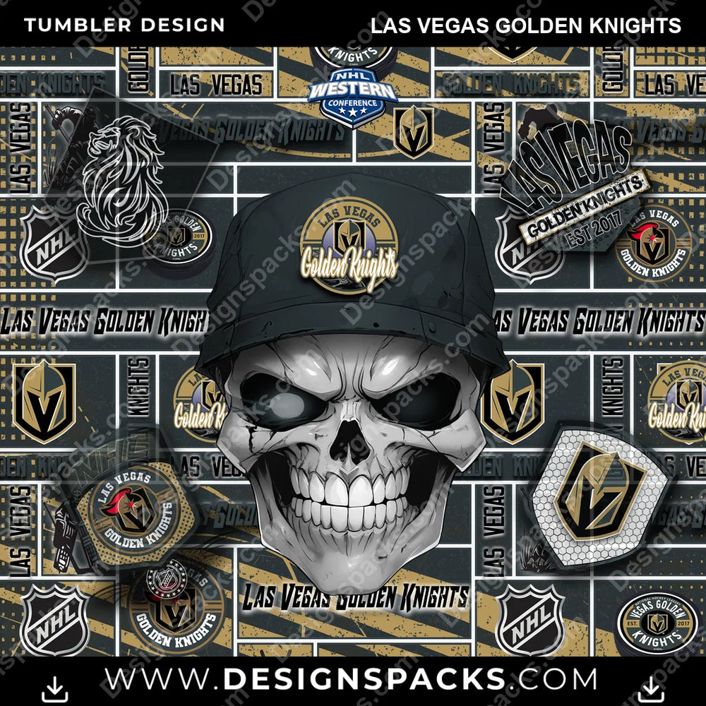 Hockey Skull Las Vegas Golden Knights NHL Hockey Tumbler Digital Wrap Design Download