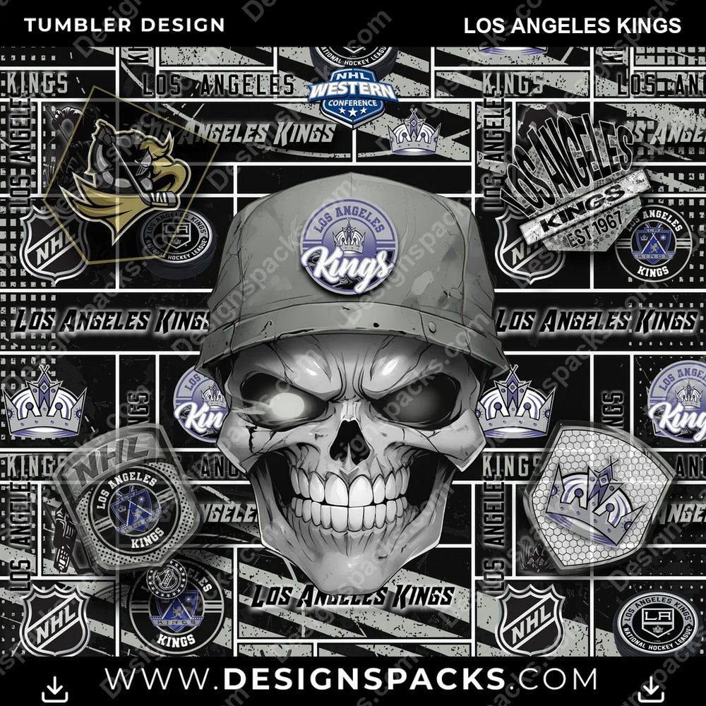 Hockey Skull Los Angeles Kings NHL Hockey Tumbler Digital Wrap Design Download