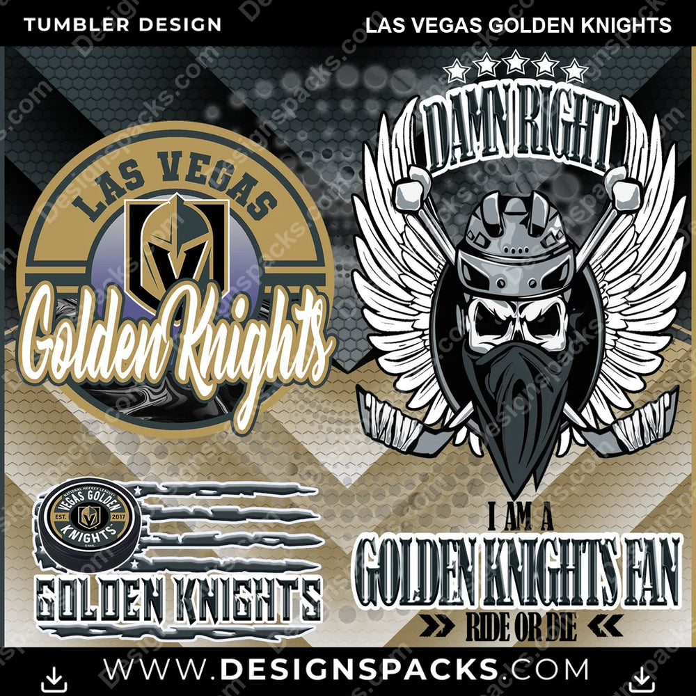 Hockey Skull Team Las Vegas Golden Knights NHL Hockey Tumbler Digital Wrap Design Download