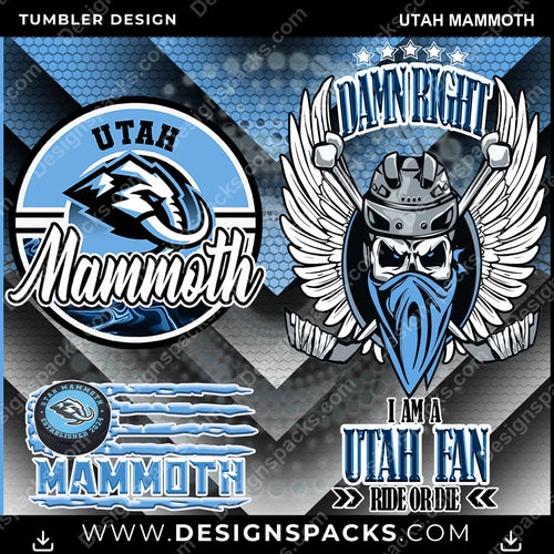 Hockey Skull Team Utah Mammoth Tumbler Digital Wrap Design