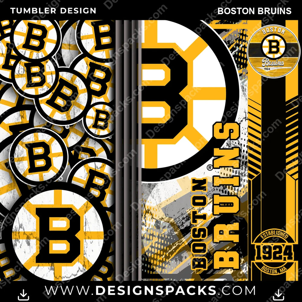 Hockey Sports Boston Bruins NHL Hockey Tumbler Digital Wrap Design Download