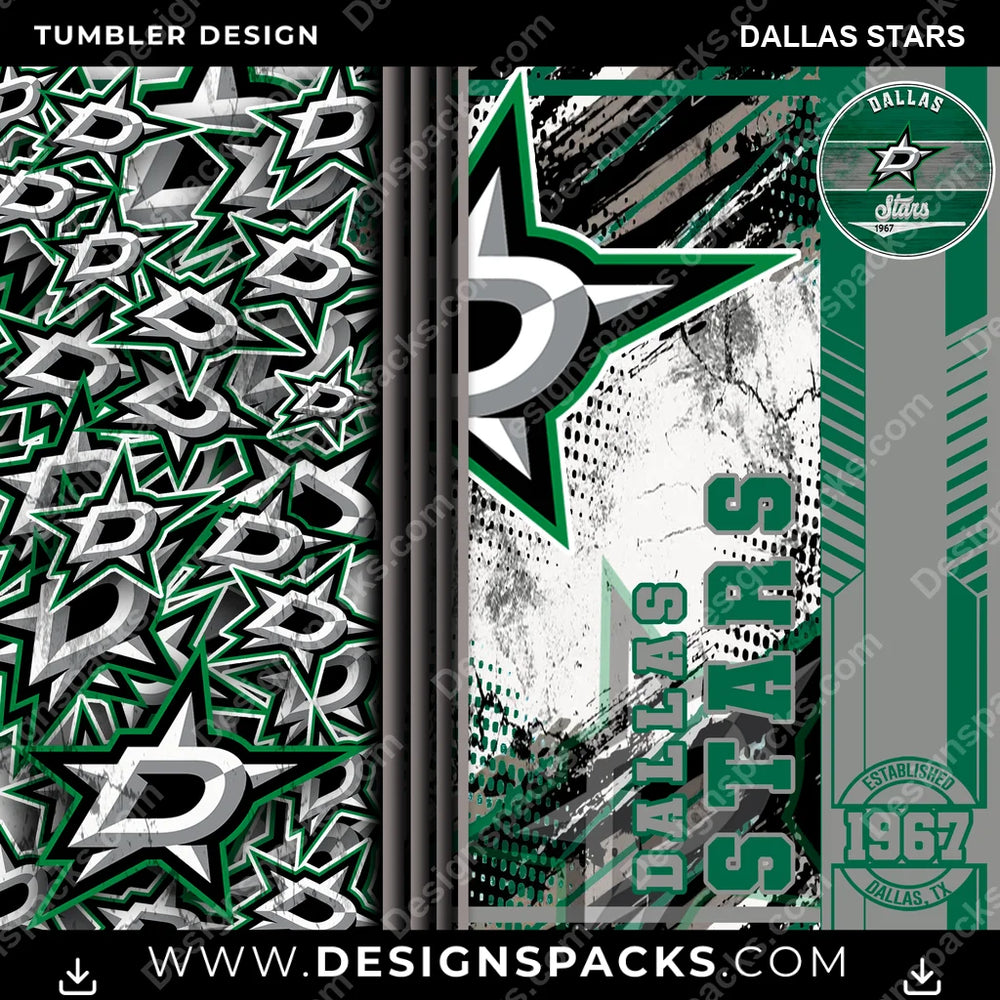 Hockey Sports Dallas Stars NHL Hockey Tumbler Digital Wrap Design Download