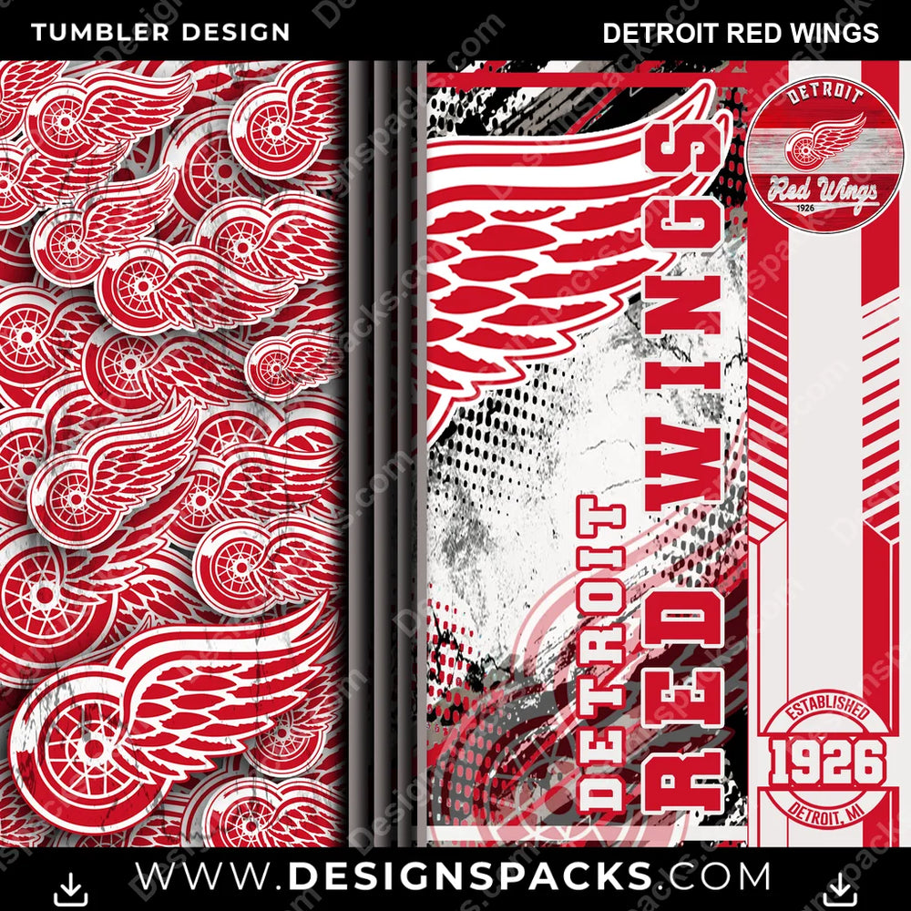 Hockey Sports Detroit Red Wings NHL Hockey Tumbler Digital Wrap Design Download
