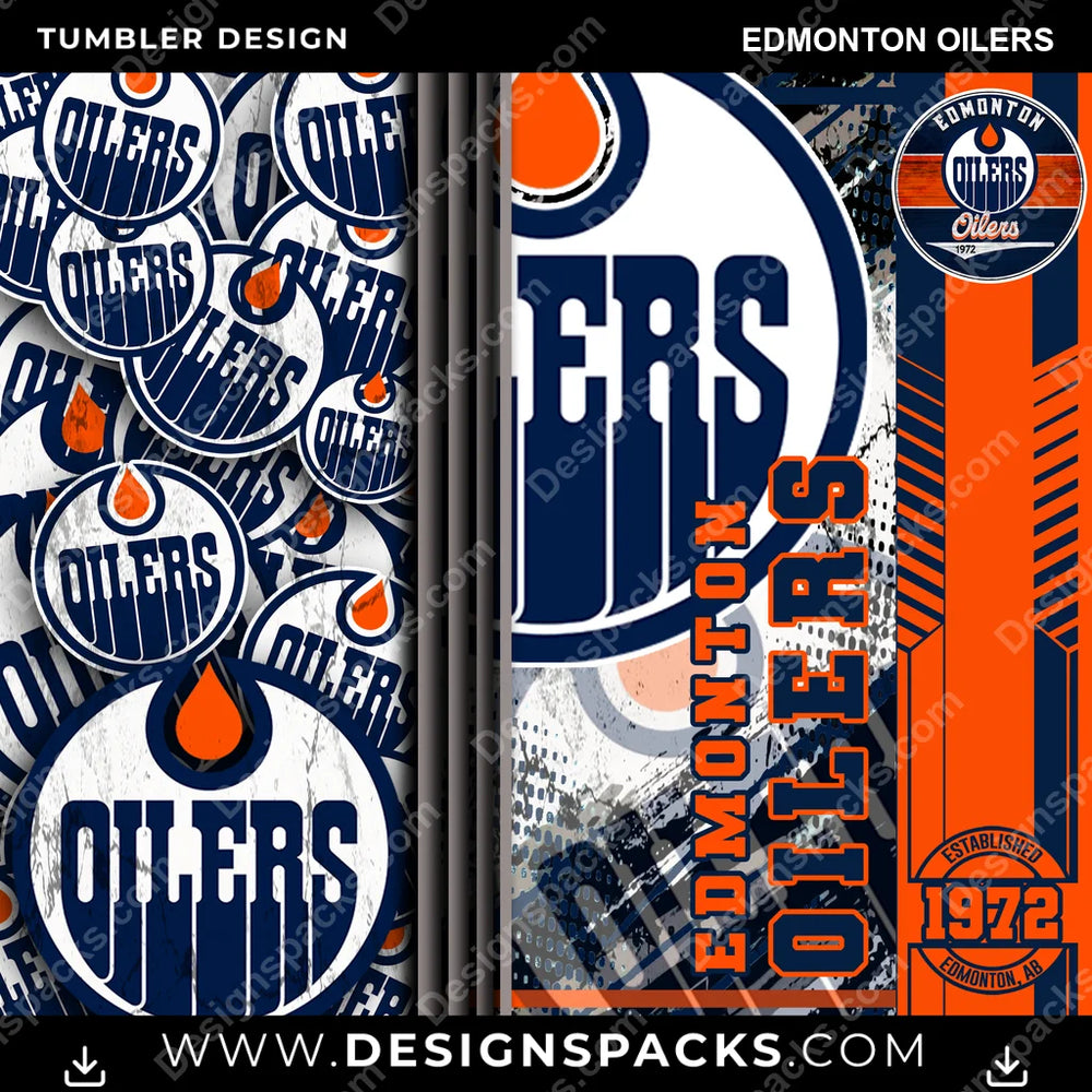 Hockey Sports Edmonton Oilers NHL Hockey Tumbler Digital Wrap Design Download