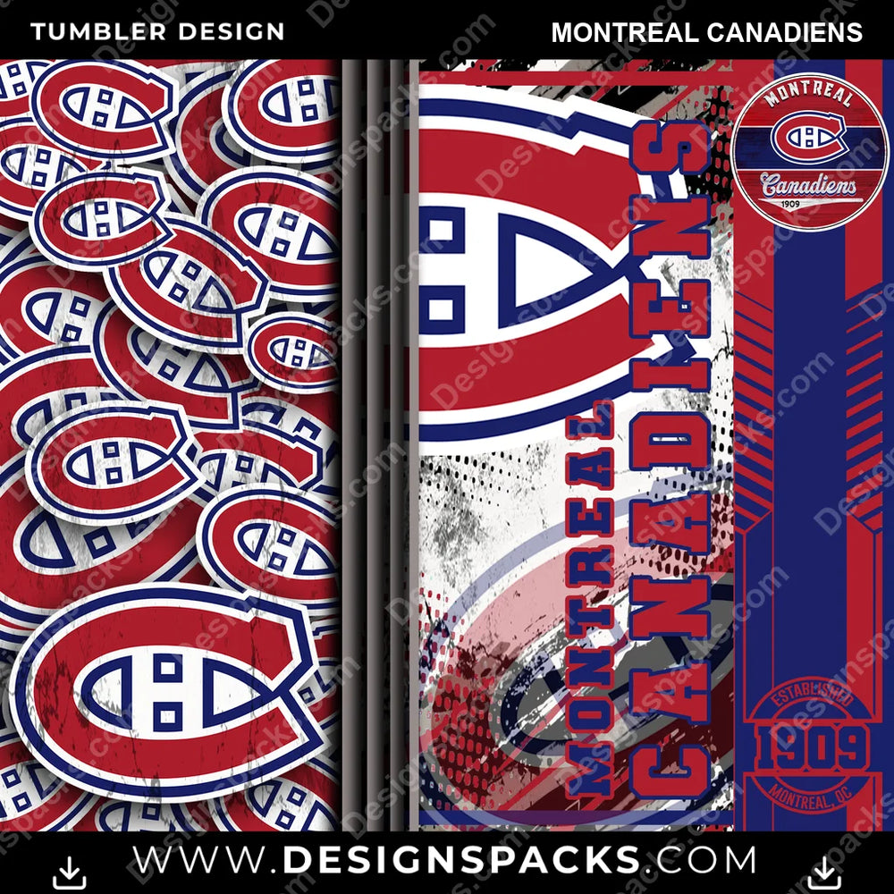 Hockey Sports Montreal Canadiens NHL Hockey Tumbler Digital Wrap Design Download