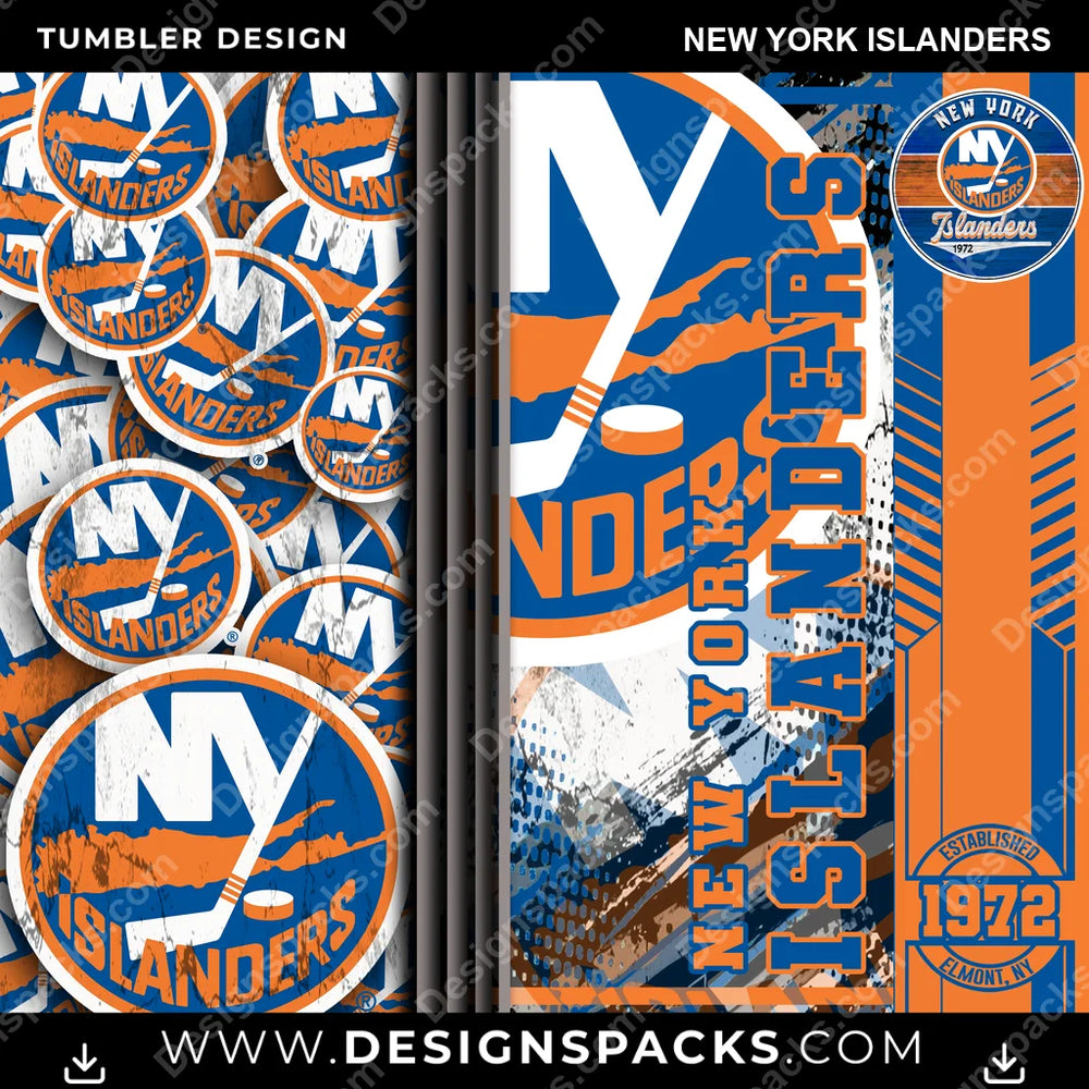Hockey Sports New York Islanders NHL Hockey Tumbler Digital Wrap Design Download