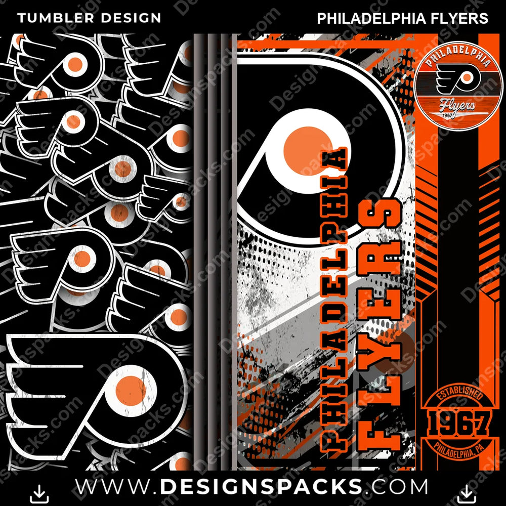 Hockey Sports Philadelphia Flyers NHL Hockey Tumbler Digital Wrap Design Download