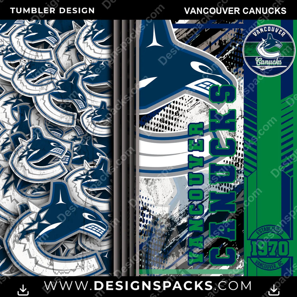 Hockey Sports Vancouver Canucks NHL Hockey Tumbler Digital Wrap Design Download