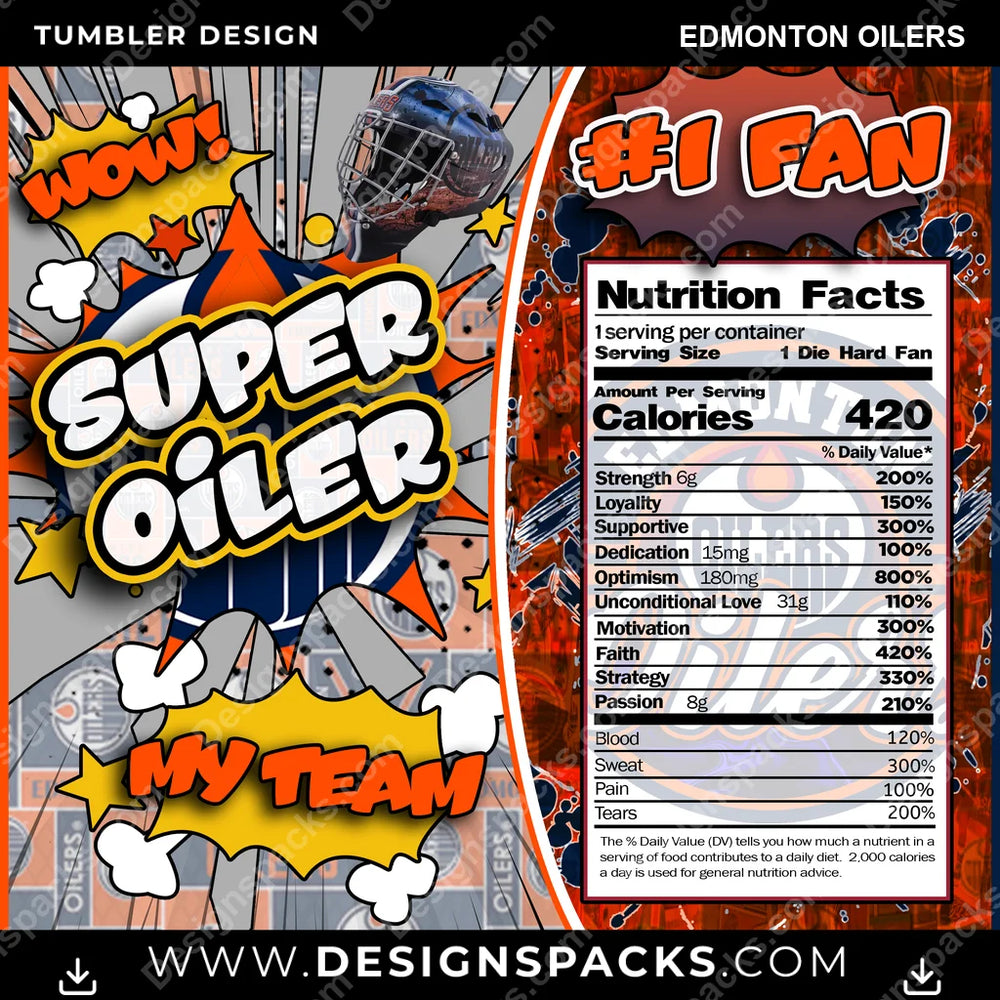 Hockey Super Team Edmonton Oilers NHL Hockey Tumbler Digital Wrap Design Download