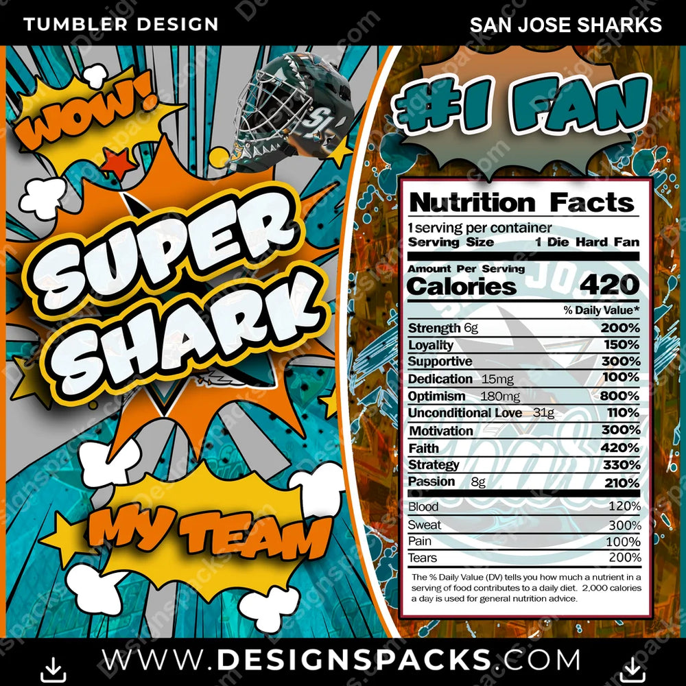 Hockey Super Team San Jose Sharks NHL Hockey Tumbler Digital Wrap Design Download
