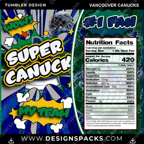 Hockey Super Team Vancouver Canucks Tumbler Digital Wrap Design