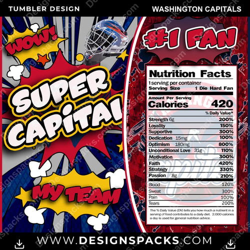 Hockey Super Team Washington Capitals Tumbler Digital Wrap Design