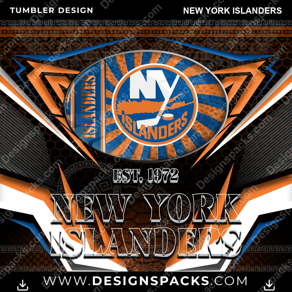 Hockey Tribal New York Islanders NHL Hockey Tumbler Digital Wrap Design Download