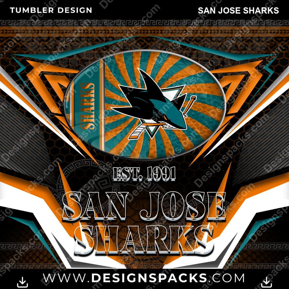 Hockey Tribal San Jose Sharks NHL Hockey Tumbler Digital Wrap Design Download
