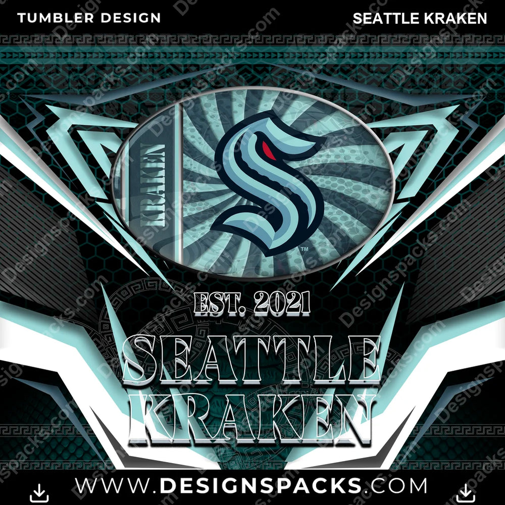 Hockey Tribal Seattle Kraken Tumbler Digital Wrap Design