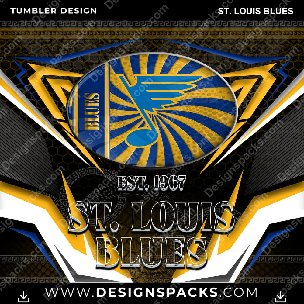 Hockey Tribal St. Louis Blues NHL Hockey Tumbler Digital Wrap Design Download