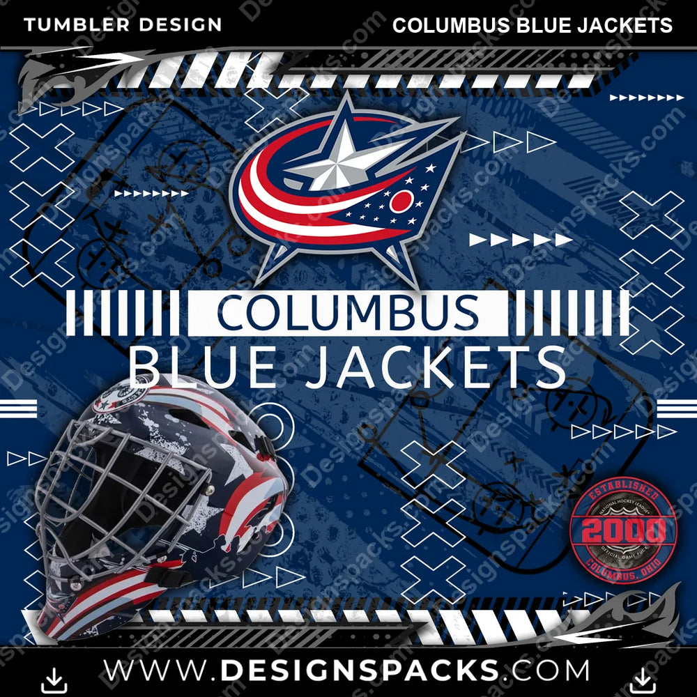 Hockey Xs & Os Columbus Blue Jackets NHL Hockey Tumbler Digital Wrap Design Download