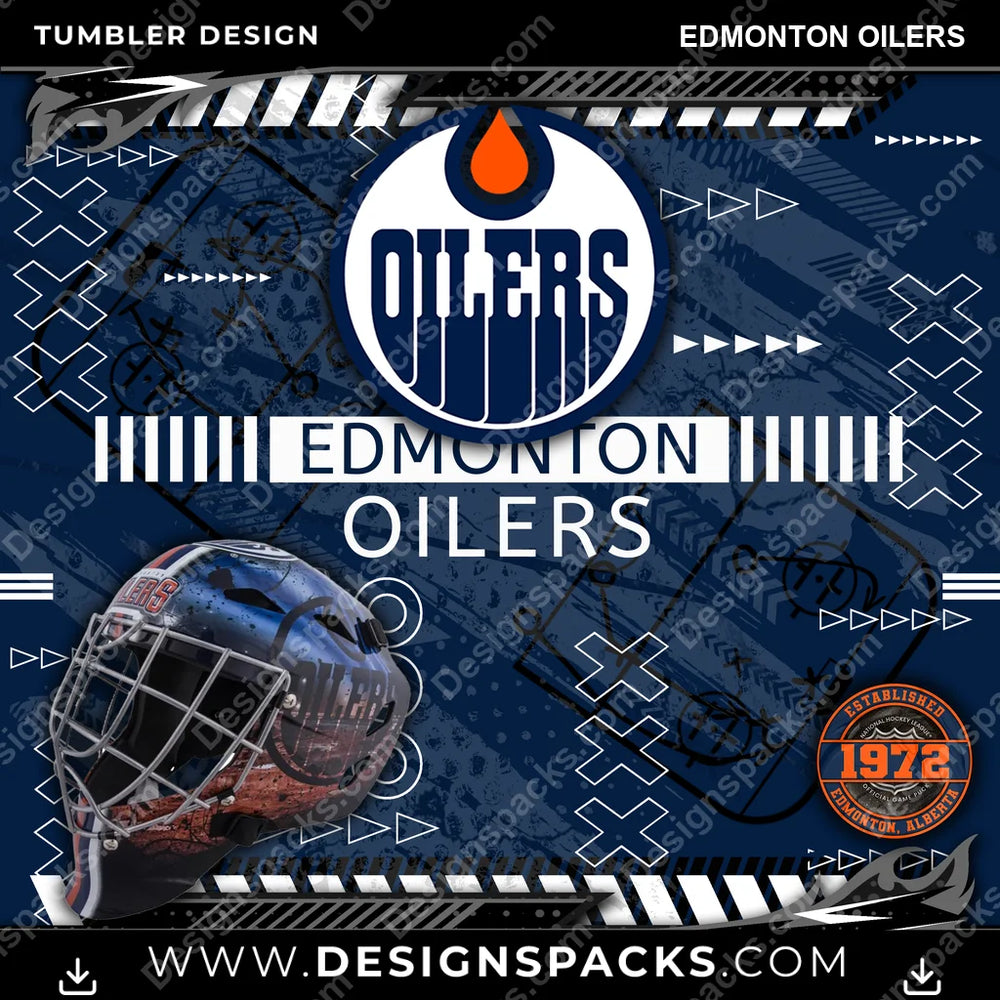 Hockey Xs & Os Edmonton Oilers NHL Hockey Tumbler Digital Wrap Design Download