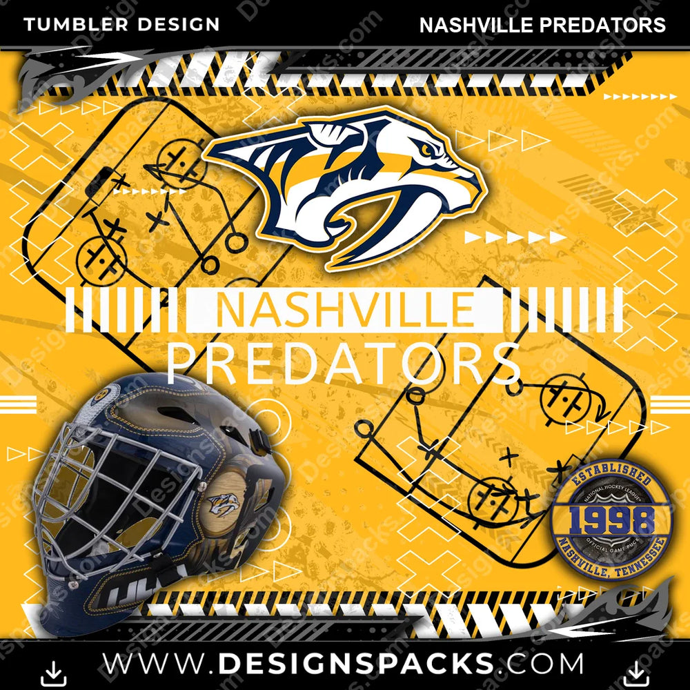 Hockey Xs & Os Nashville Predators NHL Hockey Tumbler Digital Wrap Design Download