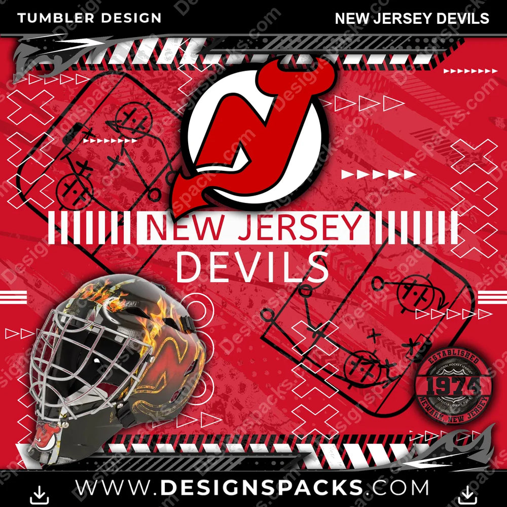 Hockey Xs & Os New Jersey Devils Tumbler Digital Wrap Design