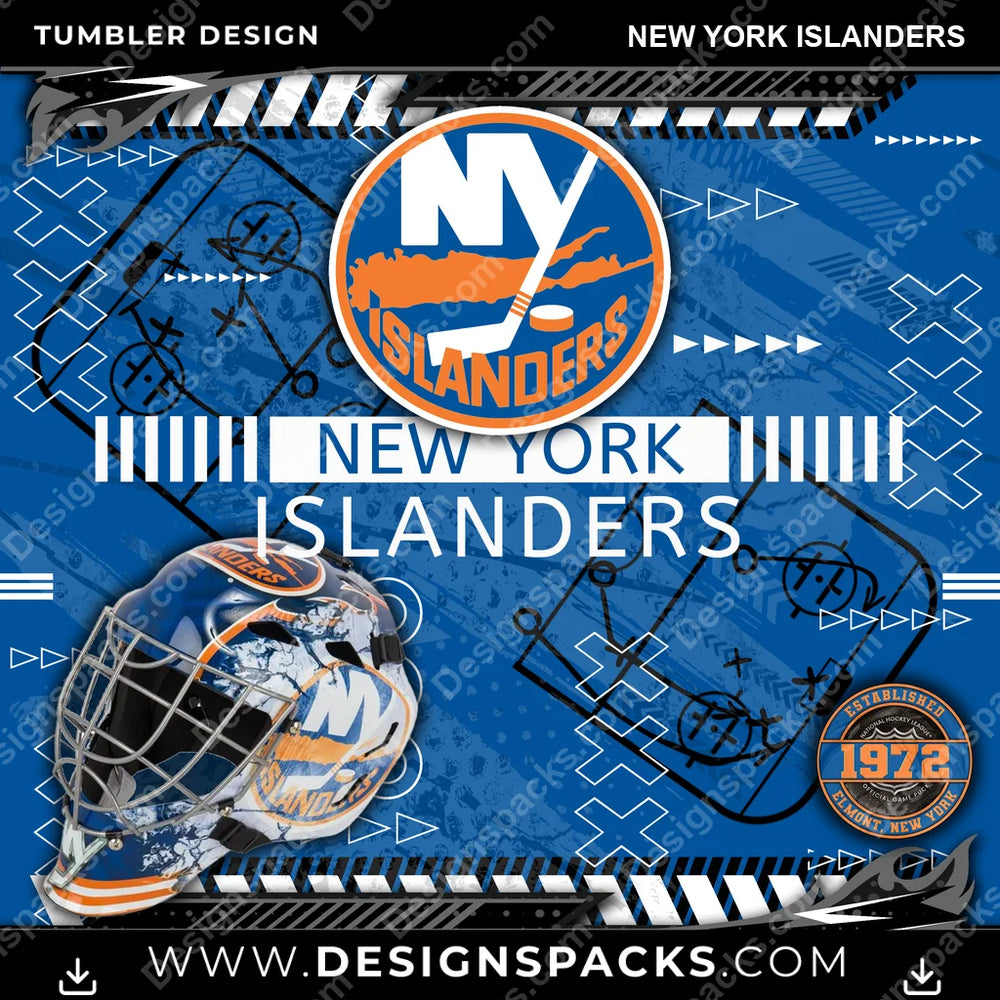 Hockey Xs & Os New York Islanders NHL Hockey Tumbler Digital Wrap Design Download