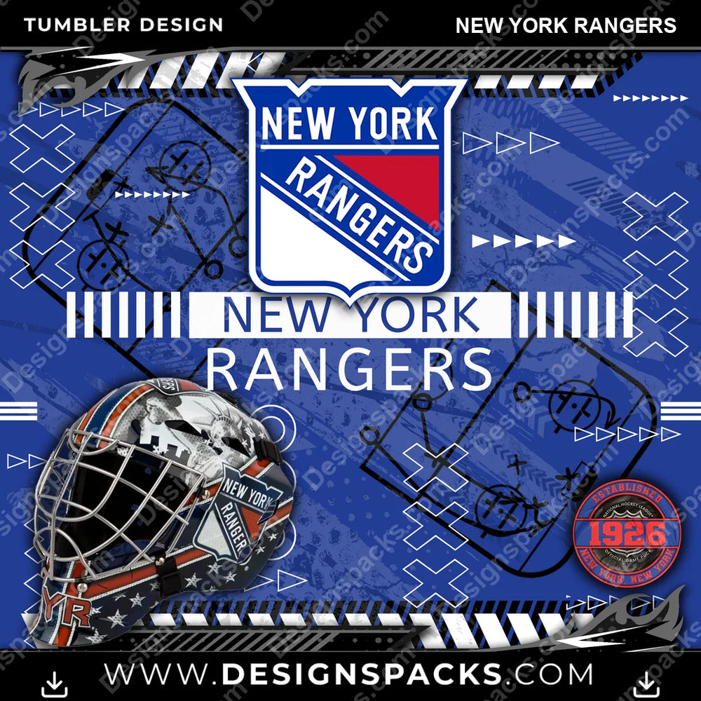 Hockey Xs & Os New York Rangers NHL Hockey Tumbler Digital Wrap Design Download
