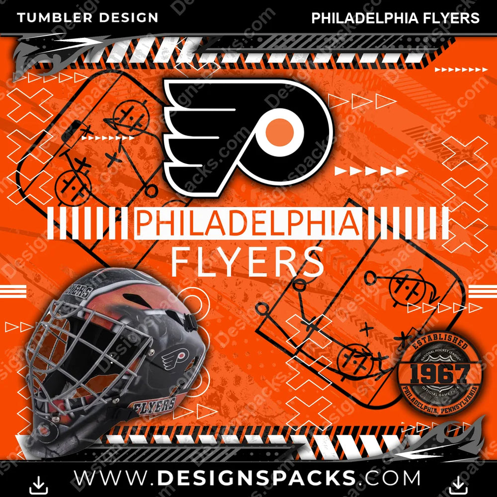 Hockey Xs & Os Philadelphia Flyers NHL Hockey Tumbler Digital Wrap Design Download