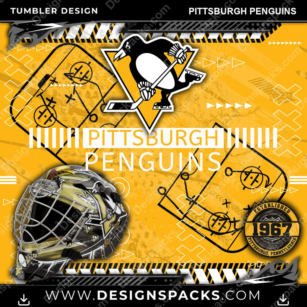 Hockey Xs & Os Pittsburgh Penguins NHL Hockey Tumbler Digital Wrap Design Download
