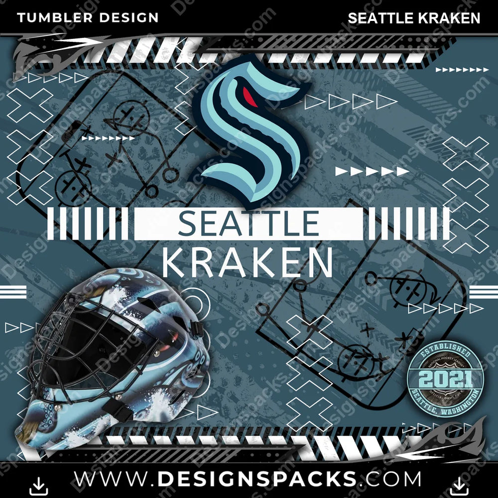 Hockey Xs & Os Seattle Kraken NHL Hockey Tumbler Digital Wrap Design Download