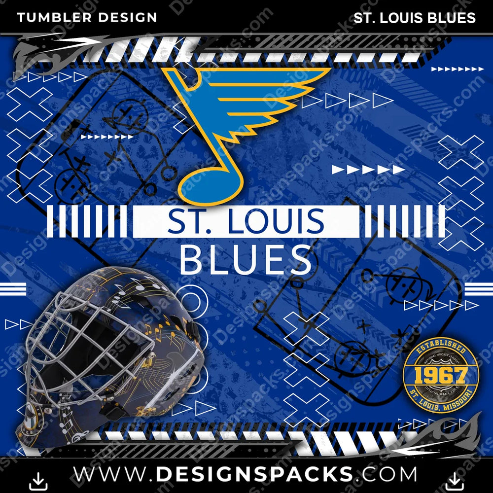 Hockey Xs & Os St. Louis Blues NHL Hockey Tumbler Digital Wrap Design Download