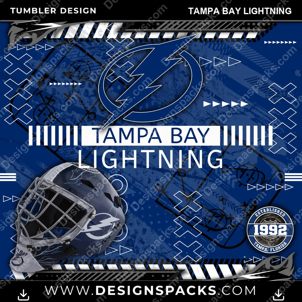 Hockey Xs & Os Tampa Bay Lightning NHL Hockey Tumbler Digital Wrap Design Download