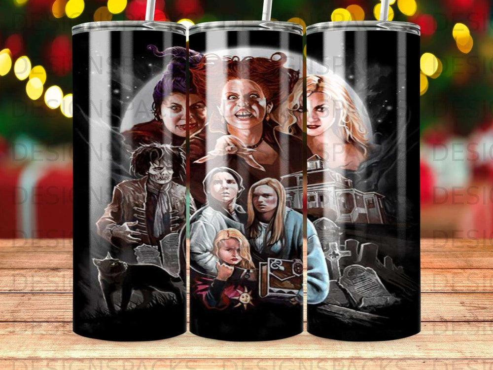 Hocus Pocus Spooky Night Scene Sanderson Witches Tumbler Digital Wrap Design