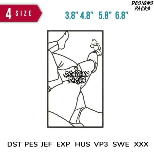 Print-ready embroidery design in 4 sizes, compatible with DST PES JEF formats for instant download