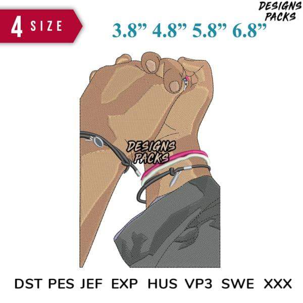 Wrist with 4 size options for embroidery designs, compatible with DST PES JEF formats