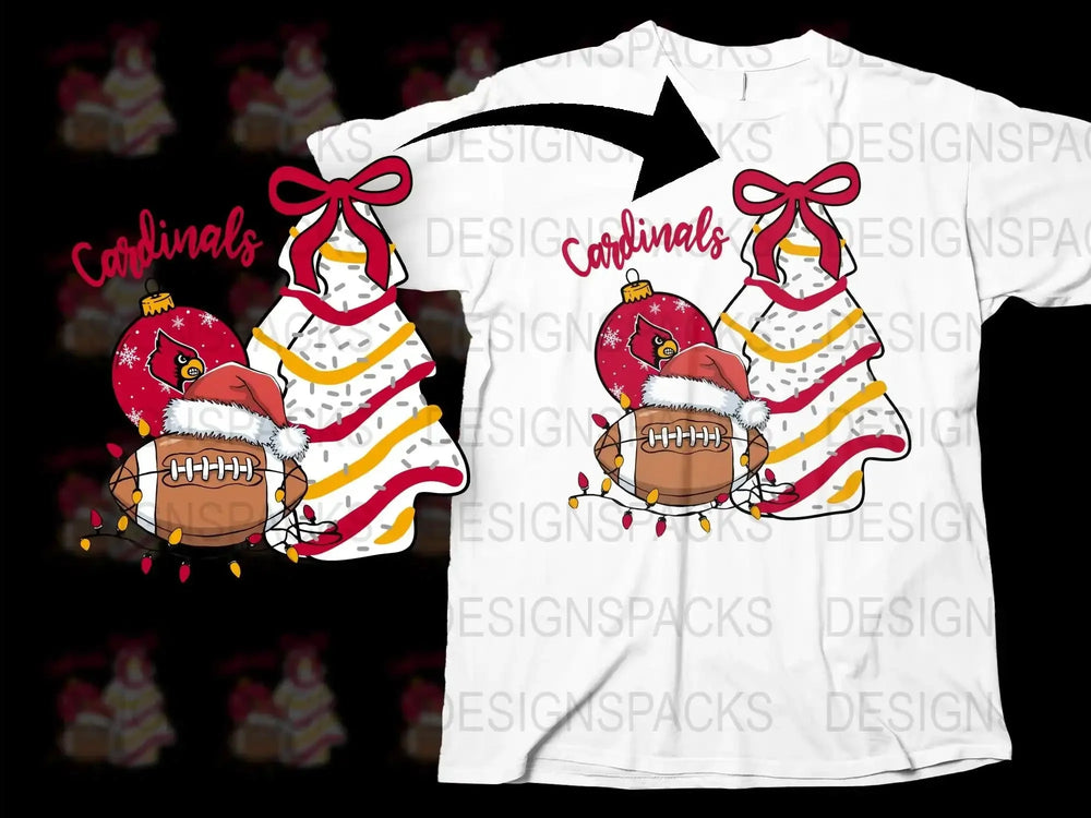 Cardinal Bird Football T-Shirt, Cute Winter Sports Fan Apparel, Unisex Adult Tee