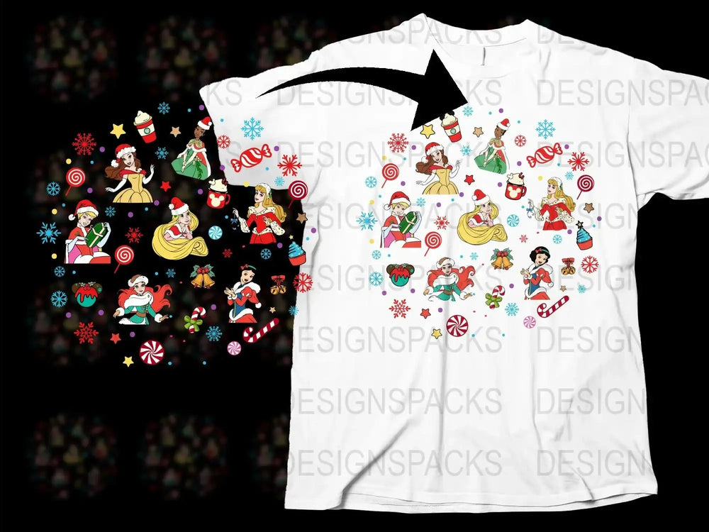 Festive Holiday T-Shirt, Christmas Characters Graphic Tee, Santa Snowman Reindeer, Unisex Adult Clothing