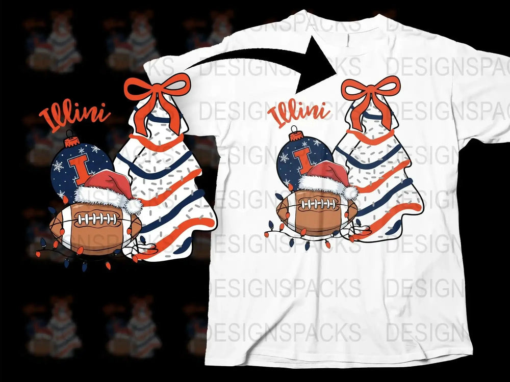 Illinois Fighting Illini Themed T-Shirt, American Flag Football Design, Patriotic College Apparel
