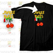 Funny Christmas T-Shirt, Jingle Balls Graphic Tee, Holiday Party Outfit, Festive Black Shirt with Colorful Design