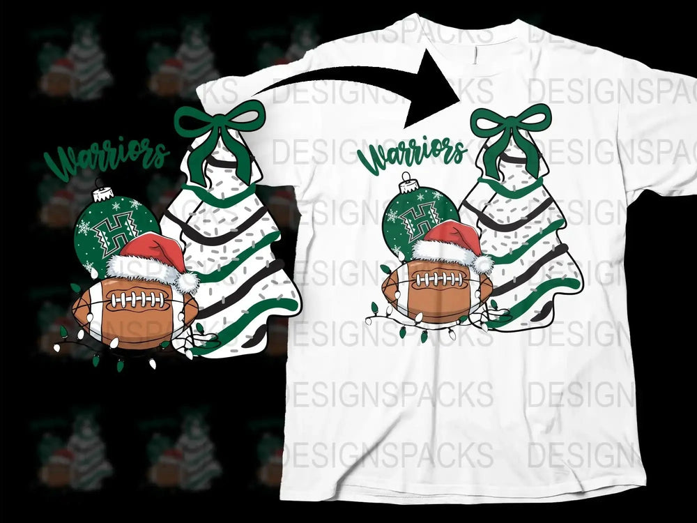 Christmas Warriors T-Shirt, Football Santa Graphic Tee, Festive Holiday Sports Shirt