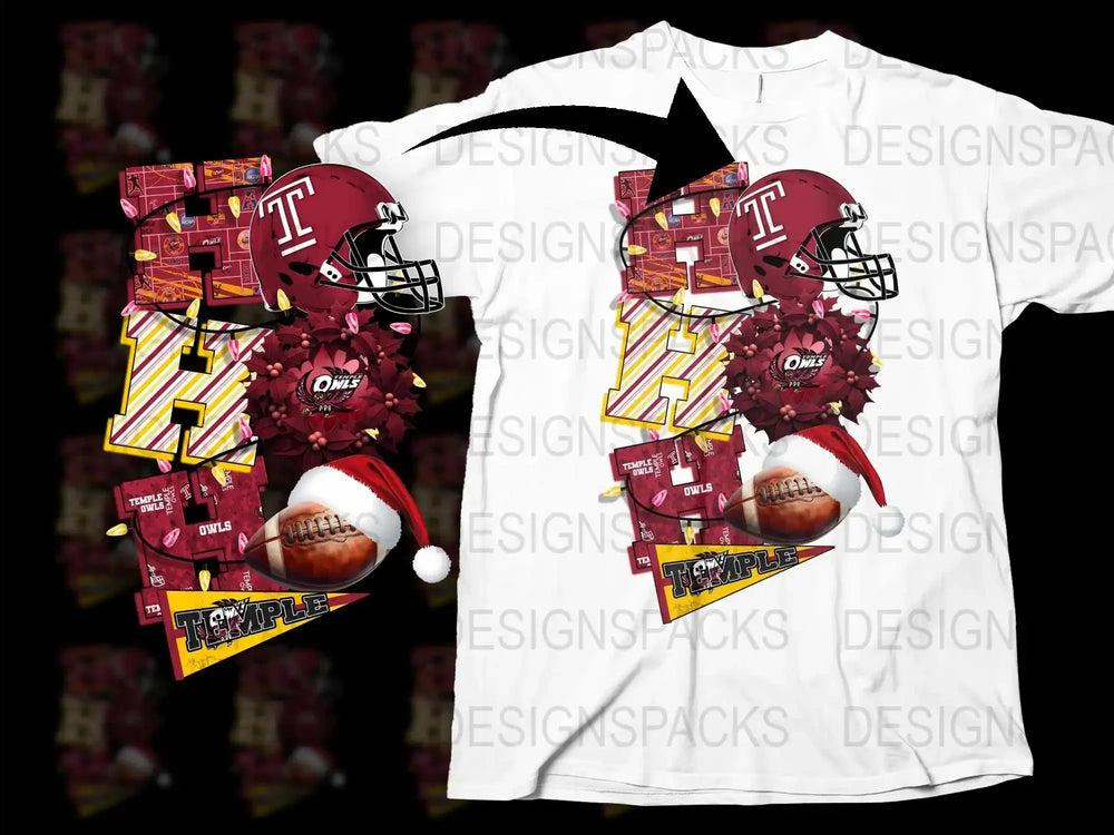 Temple University Football Graphic T-Shirt, College Sports Team Apparel, Trendy Athletic Tee, Unique Fan Gear Gift, Bold Design