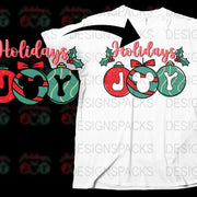 Holiday Joy Christmas T-Shirt, Festive Seasonal Tee with Holly and Ornaments Design, Unisex Winter Apparel