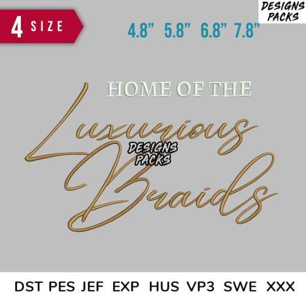 Luxurious Braids embroidery design in 4 sizes, compatible with DST PES JEF formats for instant download