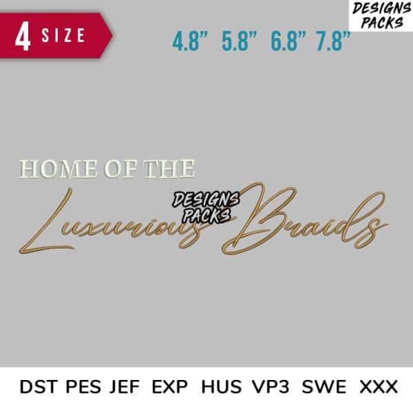 Luxurious Braids embroidery design in 4 sizes, compatible with DST PES JEF formats for instant download
