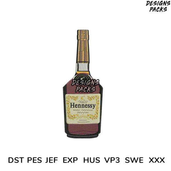 Hennessy liquor bottle embroidery design in DST PES JEF formats for instant download