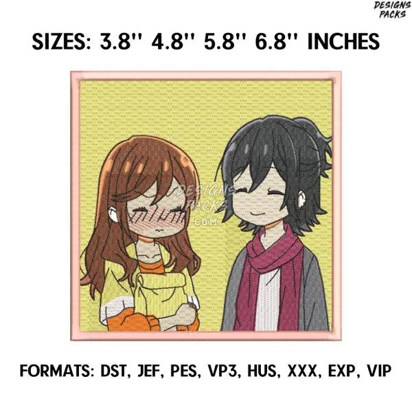 Hori and Miyamura Embroidery Design File, Horimiya Anime Embroidery Design, Machine embroidery, Anime Pes Design