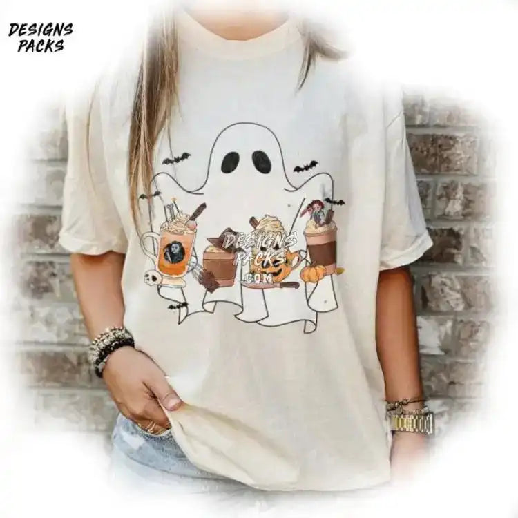 Horror Characters Michael Myers Ghost And Pumpkin Spice Png Design