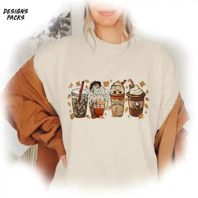 Horror Killers Coffee Halloween Movie Design Png