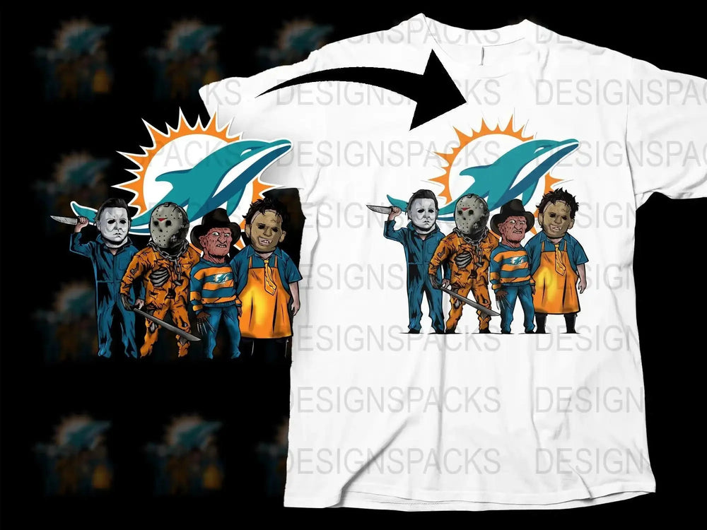 Horror Movie Slashers Miami Dolphins Logo Png Digital Download